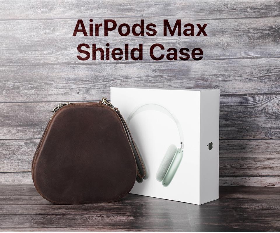 Защитный чехол из натуральной кожи для AirPods Max: Накладные наушники, сумка на молнии для запястья