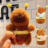 Cute Bee Capybara Plush Keychain Butterfly Wings Capibara Wind Up Toy Cartoon Funny Animal Backpack Pendant Woman Girls Gift