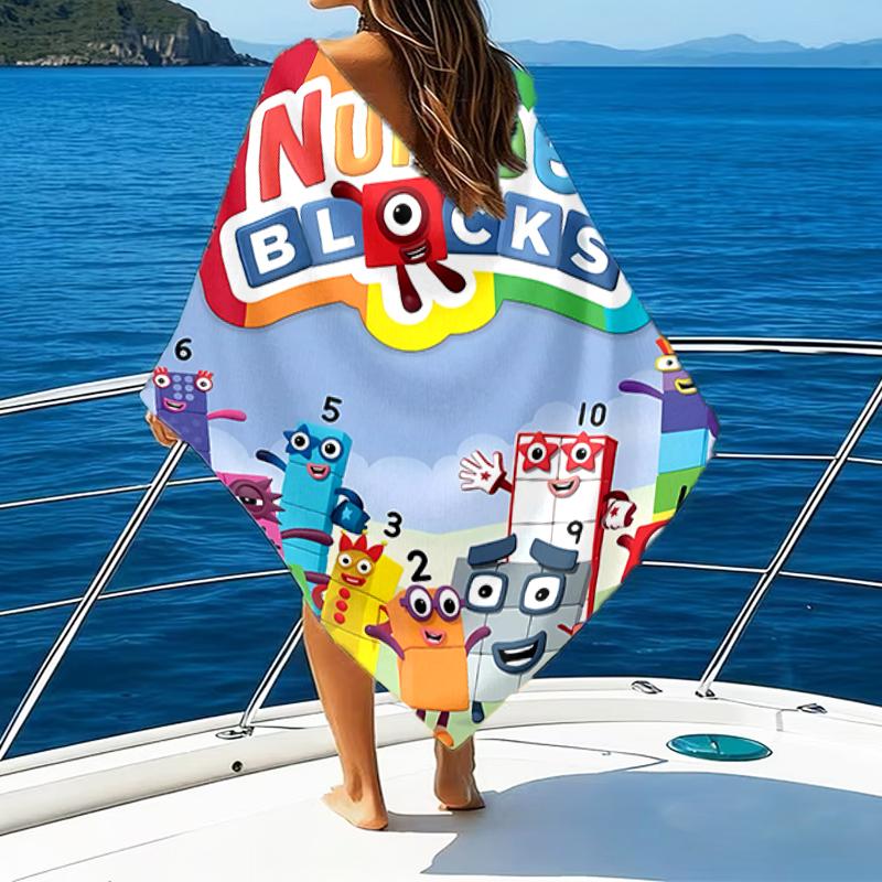 Beach Towel with Number block Pattern - soft,absorbent,machine washable Lightweight&Modern,swimming,Travel Essentials