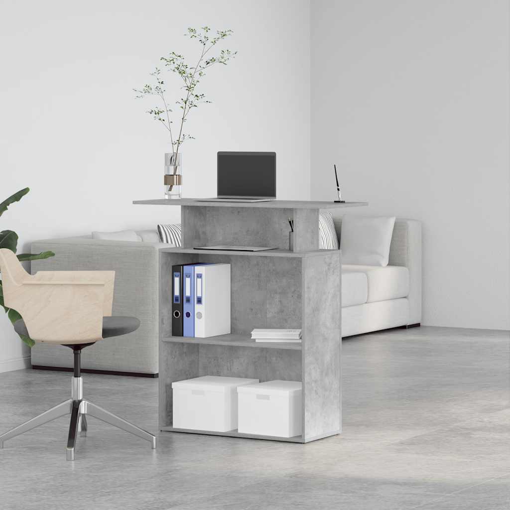Reception Desk Concrete Grey 100x40x104 cm Engineered Wood