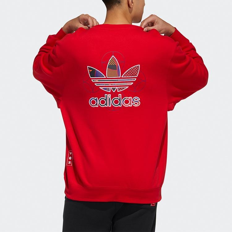 adidas Оригиналы Серия CNY Crew Свитшот с круглым вырезом и карманами-карго Красный Мужской GR0219