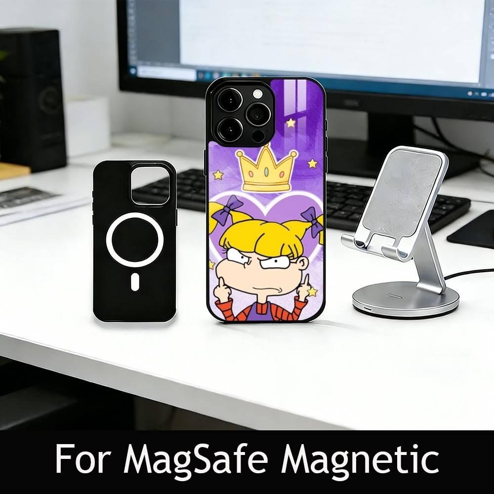Чехол для телефона Rugrats A-Angelica для iPhone 17, 16, 15, 14, 13, 12, 11 Plus, Pro, магнитный с Magsafe, беспроводная зарядка