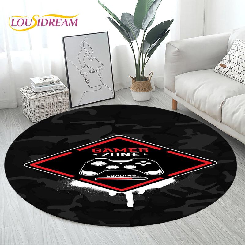 3D Cartoon Gamer Game Controller Area Rug Large,Round Carpet Rug for Living Room Bedroom Sofa Decor,Kid Play Non-slip Floor Mat