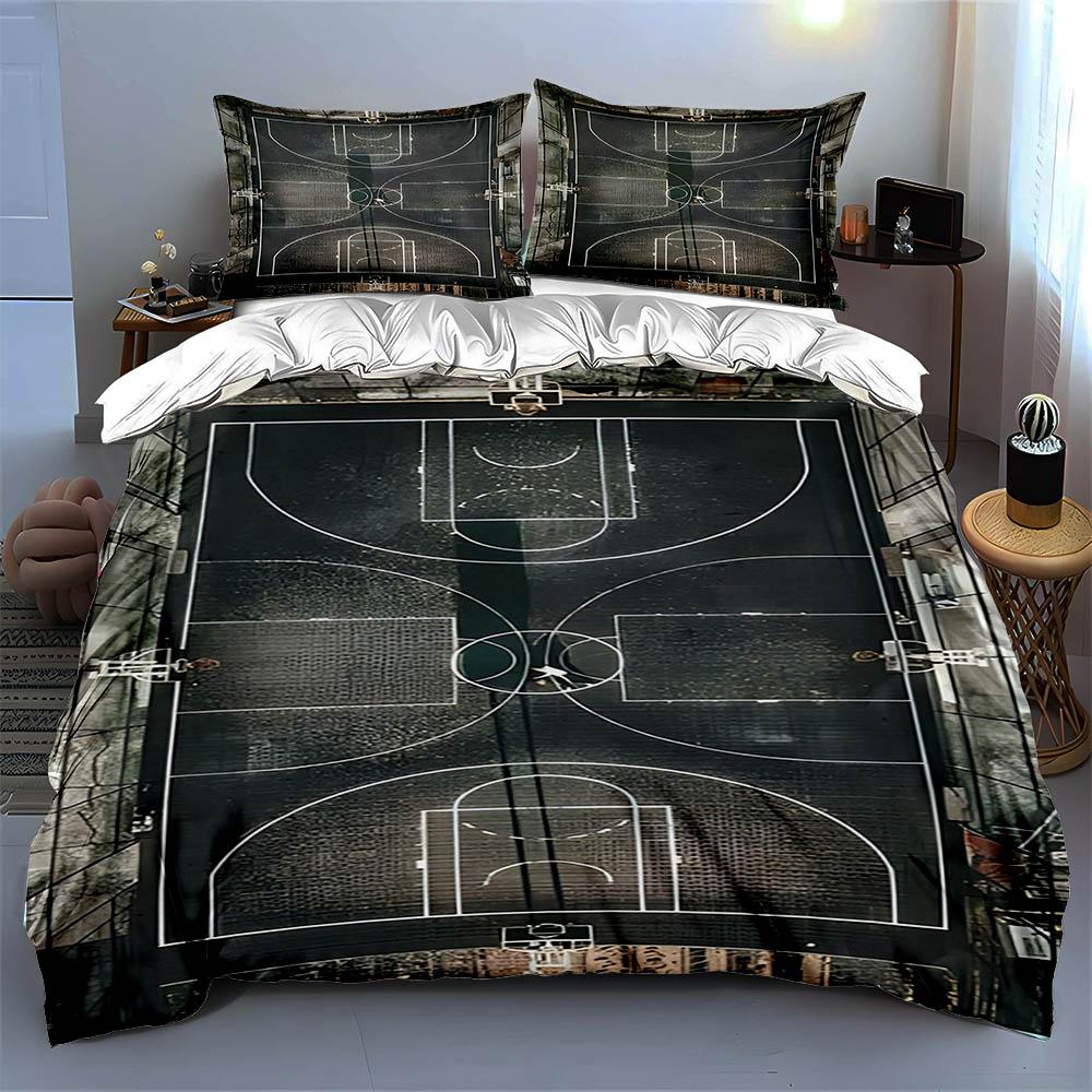 Basketball court design Bedding Duvet cover sets Duvet covers Pillowcases gifts (1 * Duvet Cover 2 * Pillowcases, without duvet insert)