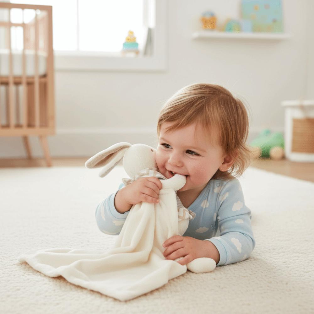 Elegant Bow Decor Rabbit Square Blanket Square Shape Baby Security Blanket Infant Use