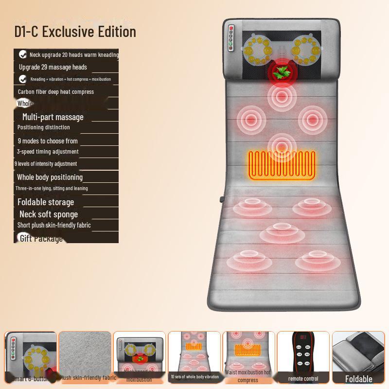 Массажная подушка с подогревом всего тела и воздушной подушкой для плеч, шеи и талии