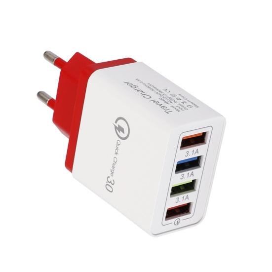Портативное дорожное зарядное устройство 4 USB-порта Быстрая зарядка QC 3.0 Настенный адаптер питания