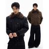 Winter Thickened Cotton Puffer Jacket With Faux Fur Collar Unisex Oversized Hoodless Coat Men Women