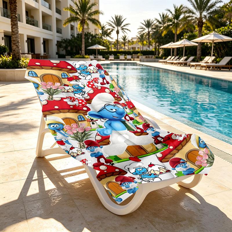 Blue Smurfs Print Beach Towel Design, Soft, Lightweight. for Home Bathroom, Spa, Pool, Yoga, Surfing, Camping, Gift for Family, Friend