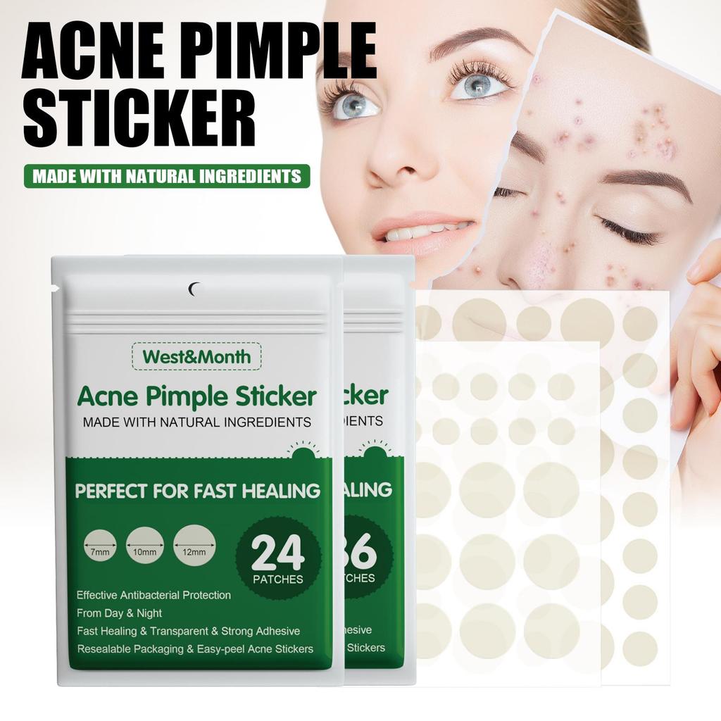 West&Month Hydrocolloid Acne Patches, Invisible Acne Stickers, Pimple Removal Anti-Acne Hydrocolloid Patches, 36pcs