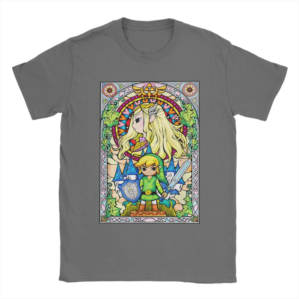 Zeldas Wind Waker Stained Glass T Shirt for Unisex 100 Cotton Funny TShirt Round Collar Tee Shirt Short Sleeve Tops Classic