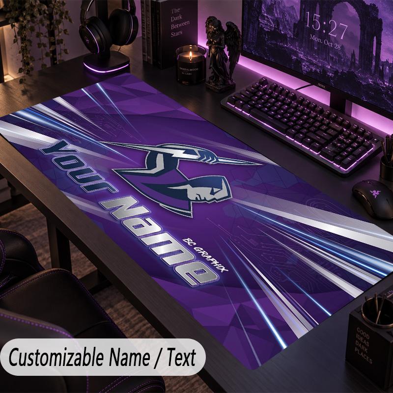 Large Mouse PadMelbourne Storm Custom Name Text Personalized Desk Mat Non Slip Gaming Pad