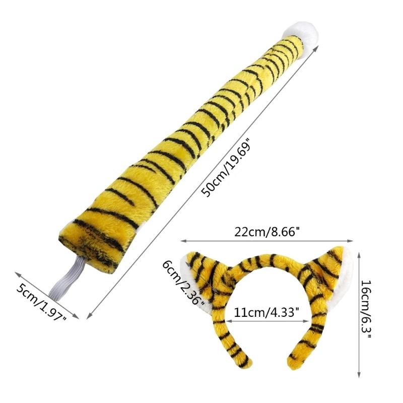 Tiger Costume Set Tiger Ears Headband Tail for Halloween Christmas Birthday Party Dress Up Props Animal Cosplay Costumes