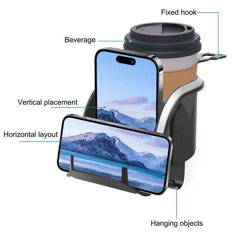 2pcs 3-in-1 Car Seat Cup Holder Cell Phone Holder Car Headrest Multifunctional Hook Storage Box Car Interior Accessories