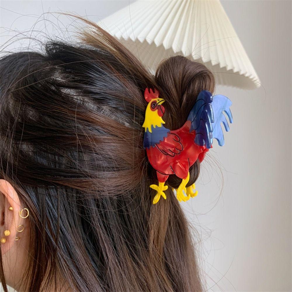 Large Acetate Animal Hair Claw Shark Clip Acetic Acid Hairpin Creative Rooster Hair Clip  Travel