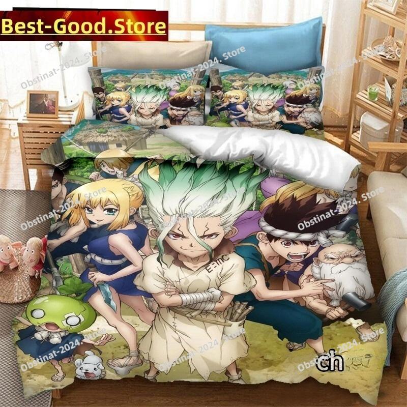 New Anime Dr.STONE 3D Print Bedding Set Duvet Covers Pillowcases 3 Piece Comforter Bedding Sets Bedclothes Duvet cover Sets