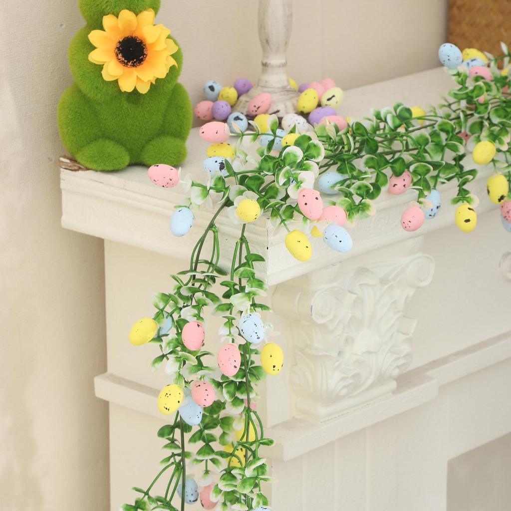 Easter Egg Garland 2 Pieces Artificial Spring Easter Egg Garland Decorations Holiday Ornament For Home Indoor Party Wall