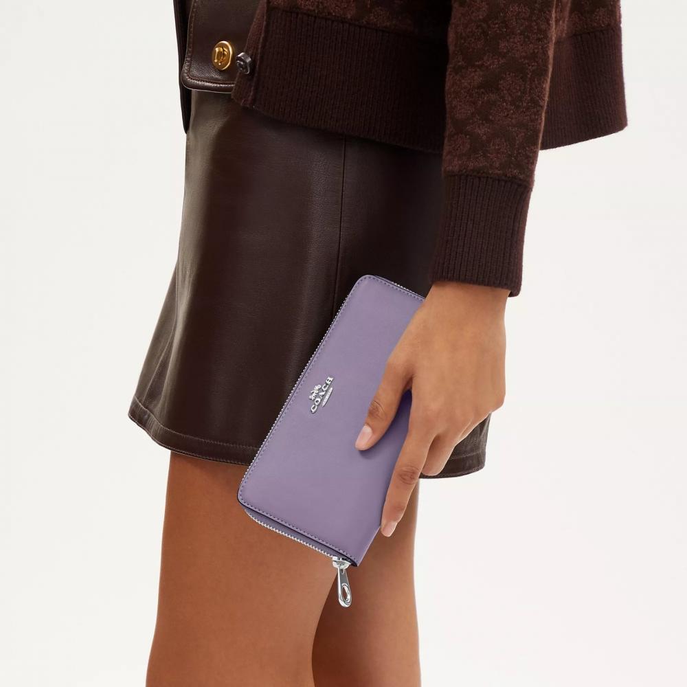 Coach Long Zip Around Wallet Silver Black