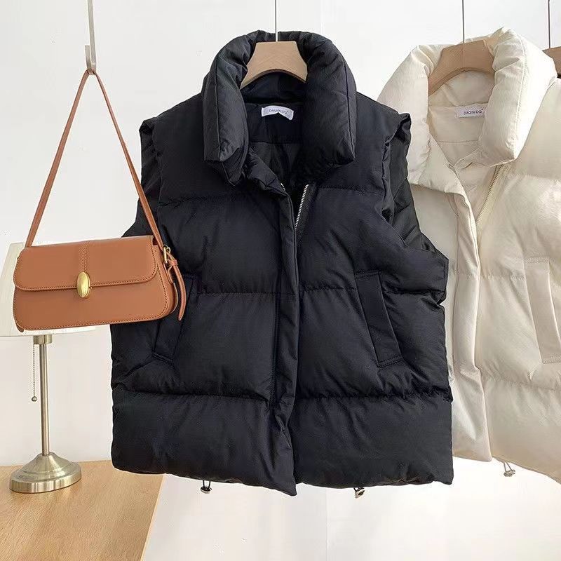 Down cotton vest women's short thickened autumn and winter new Korean version loose vest versatile