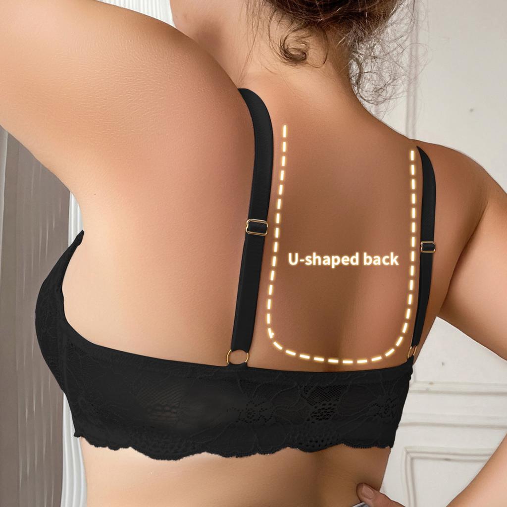 Европейский и американский большой бюст делает вас визуально меньше. Тонкий бюстгальтер пуш-ап с застежкой спереди для женщин. Сексуальный кружевной бюстгальтер с красивой спинкой.