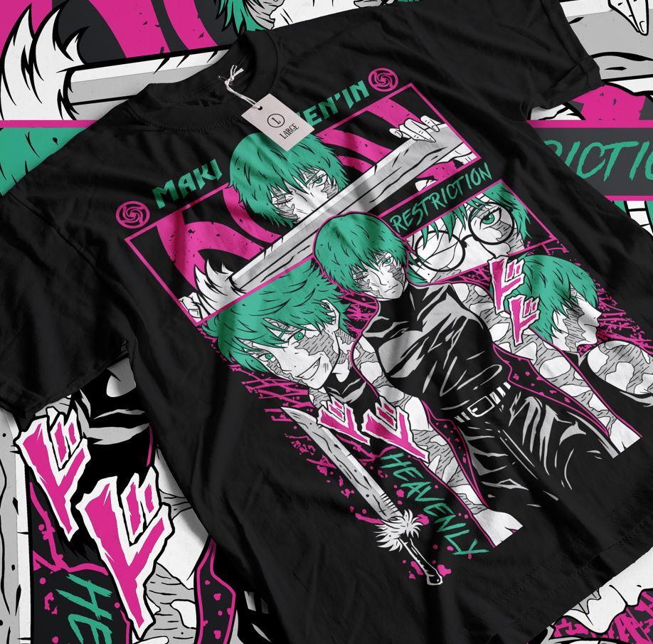 Maki Zenin T-shirt Jujutsu Kaisen Horror Anime Manga Kawaii Gift Shirt All Size