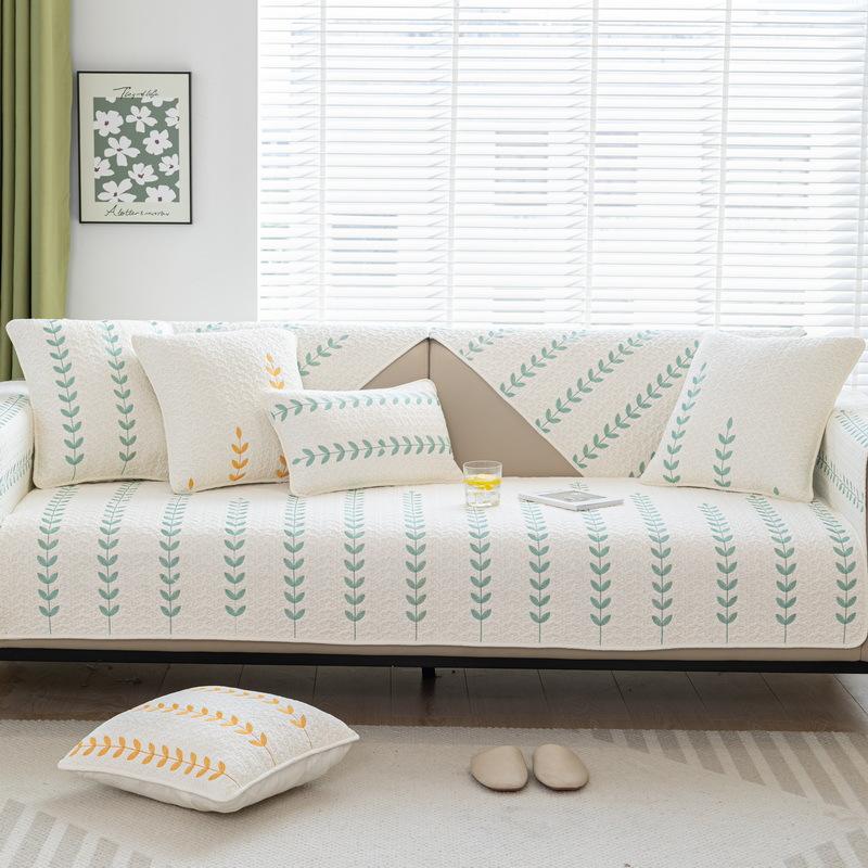 Four Seasons Universal Small Fresh Sofa Cushion Fabric Non-slip Full Cover Sofa Cover Cream Style Sofa Towel Pure Cotton Cushion
