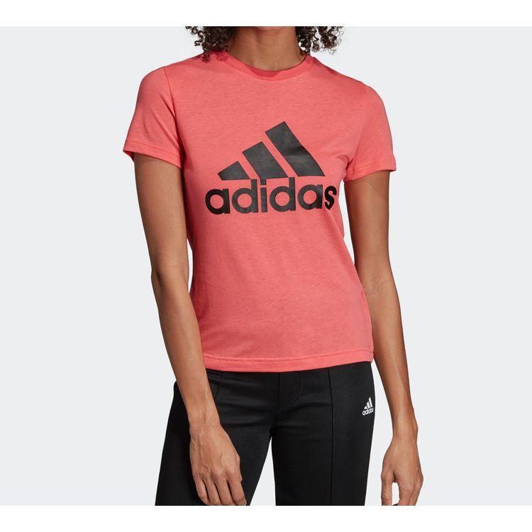 Adidas Спортивная футболка с коротким рукавом и логотипом, женские топы Prism-Pink DY7733