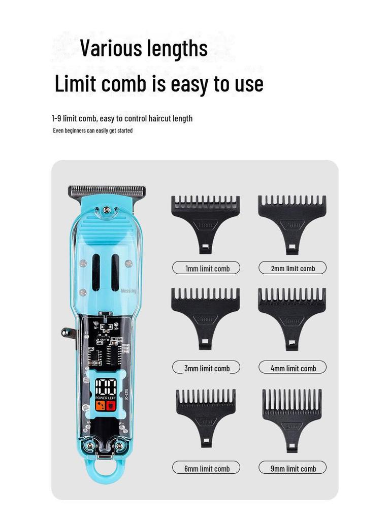 Rechargeable Electric Hair Clippers with LCD Display for Men's Shaving