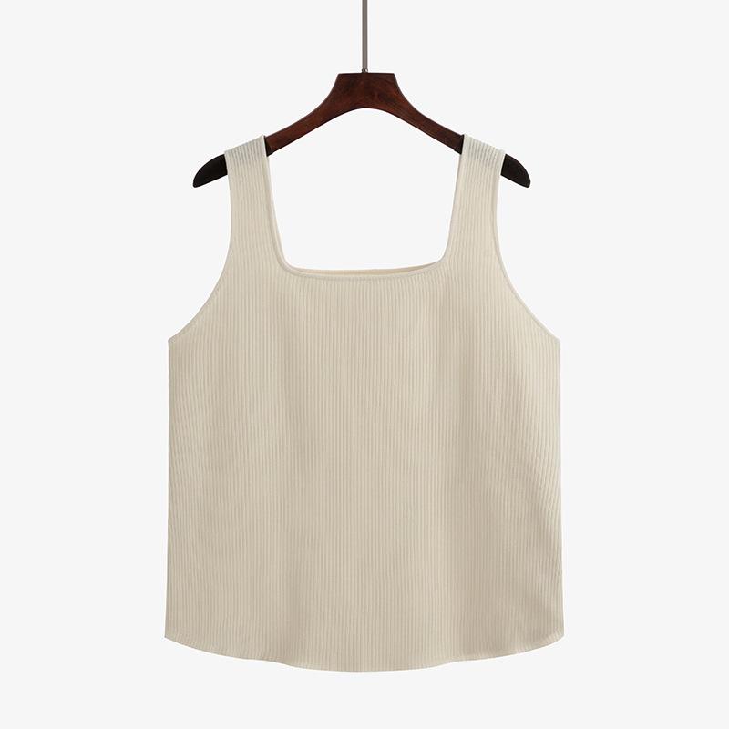 Plus Size Women's Square Neck Knit Sweater Women's Tops Spring and Summer Striped Bottoming Inner Camisole Tank Tops