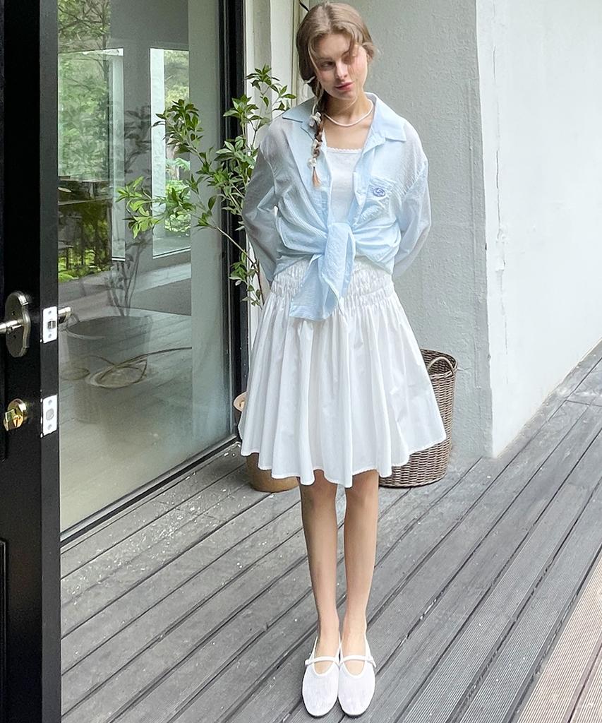 SLOWLOLLI Smocked Flare Midi Skirt_2 Colors