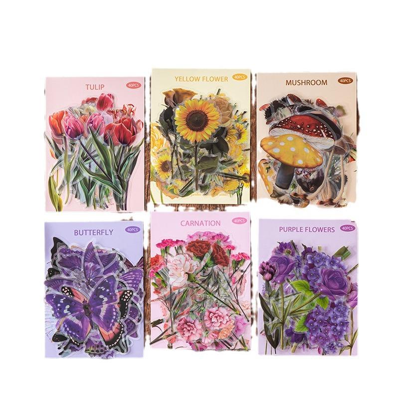 Ботанические наклейки с цветами Набор Наклейки-бабочки Природа Наклейки для ведения журнала Эстетичные DIY Скрапбукинг Instagram Винтажная наклейка с растением