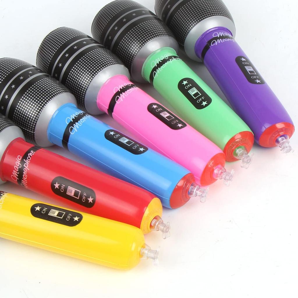 4Pcs Inflatable Microphones Random Color Blow Up Microphone Toys Music Party Decoration Props Inflatable Instrument