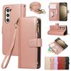 Подходит для мобильного телефона Samsung Z Fold7 кожаный чехол Z Fold4 многофункциональный кошелек на молнии для карт диагональный перенос портативная веревка