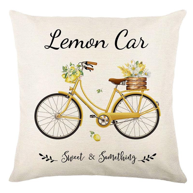 Pillow Cover Nordic Ins Pillow Summer Yellow Lemon Square Print Pillow Cover Cushion