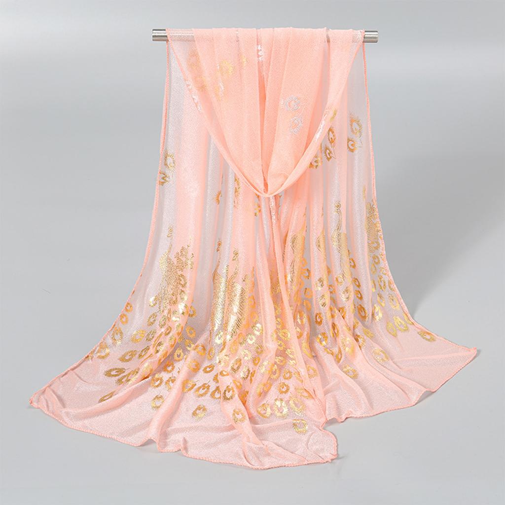 Женский элегантный темперамент, однотонный шарф с принтом павлина, легкая и удобная шаль