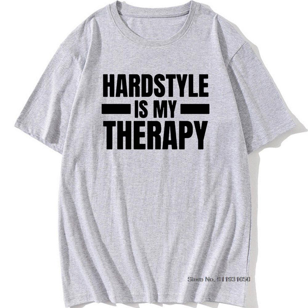 Крутая футболка Hardstyle Is My Therapy Мужская с круглым вырезом Музыка Хардкор Танцы DJ Вечеринка Футболка для мужчин Винтажный Хип-хоп