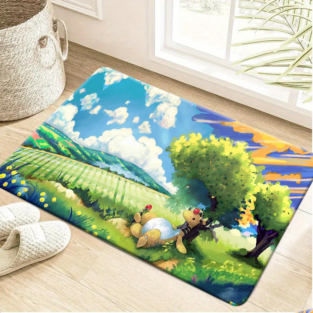 Pokemon Tyrantrum Volcano Print Non-Slip Doormat, Absorbent Floor Mat for Home Decor