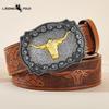 Western Cowboy Belt Vintage Taurus Embossed Youth Classic Men Unisex Punk Embossed Leather Belt