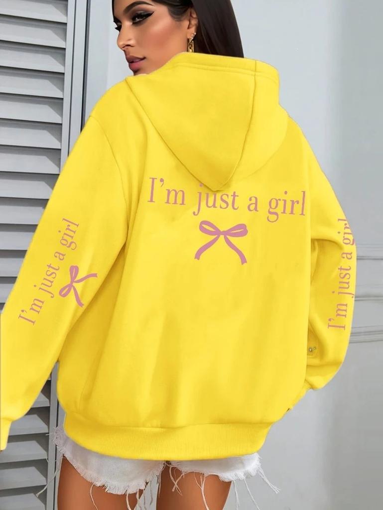 I'm just a girl pink bow hoodie casual hoodie season