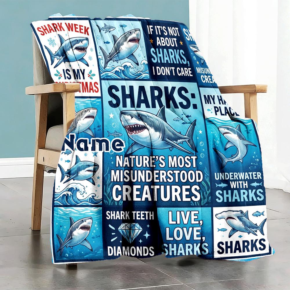 Shark Week Home Blanket Customize Your Names Comfortable Soft Lightweight Allseason Multipurpose Blanket For Picnics Sofas Offices Beds Living Rooms