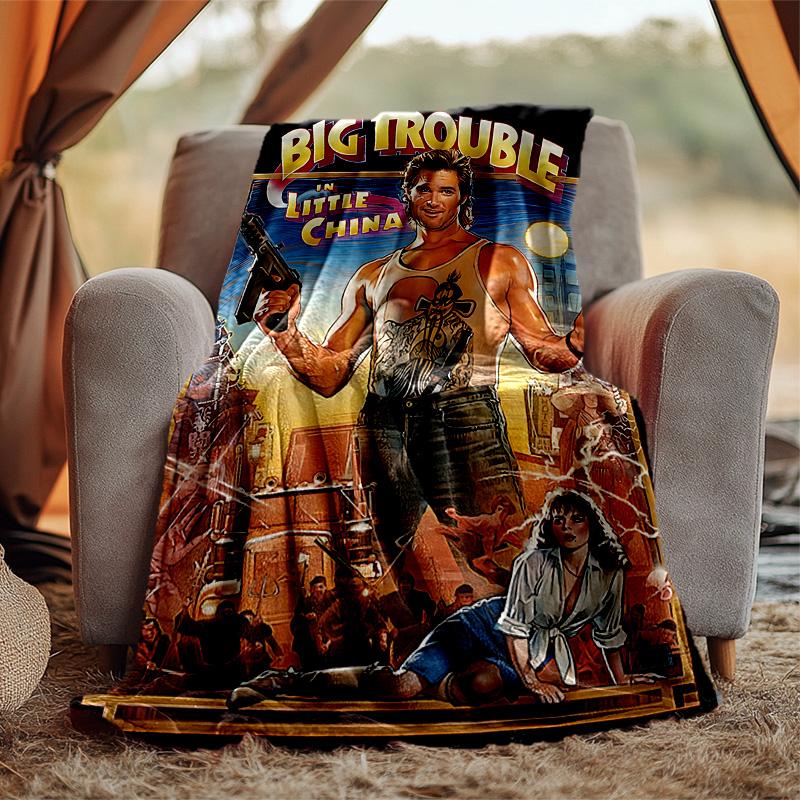 Big Trouble Little China Flannel Blanket Soft Warm All-Season Throw, Design for Camping, Car Travel, Hiking Sofa, Bed, Office Perfect Gift for Parties