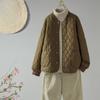 Quilted Jacket Women's Rhombic Winter Short Loose Fashion Solid Color Lightweight Cotton Coat