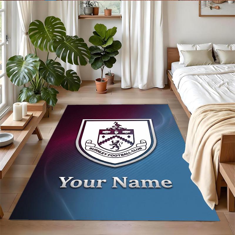 Crystal Velvet Rug Custom Name Text, Soft Non Slip Floor Mat Home DecorBurnley Football
