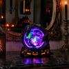 Halloween Table Decor LED Lighted Faux Crystal Ball Decoration, Resin Witch/Skeleton/Cat/Ghost Figurine with Unique Gift for Friends Green/Purple