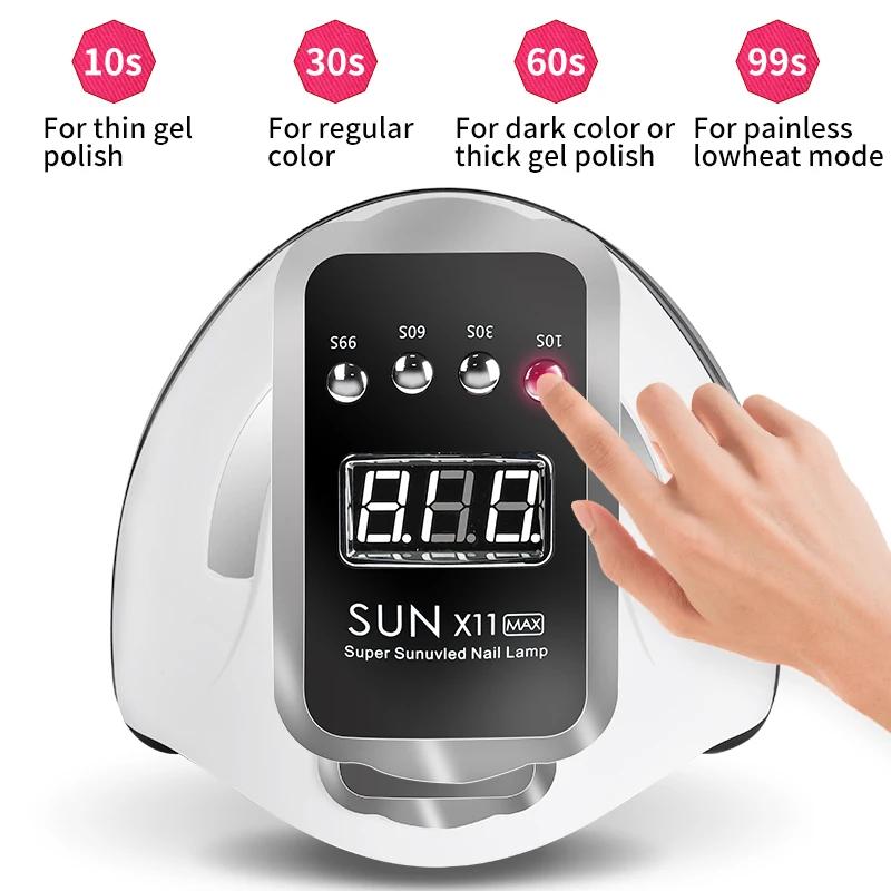 SUN X11 MAX Профессиональная лампа для сушки ногтей для маникюра 132 Вт Машина для сушки гель-лака для ногтей с автоматическим датчиком УФ-светодиодная лампа для ногтей