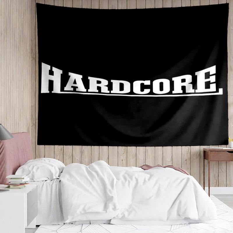 HARDCORE LOGO Tapestry for Bedroom Aesthetic Classroom Tapestries Wall Hanging for Living Room Dorm Office,Ideal Creative Gift