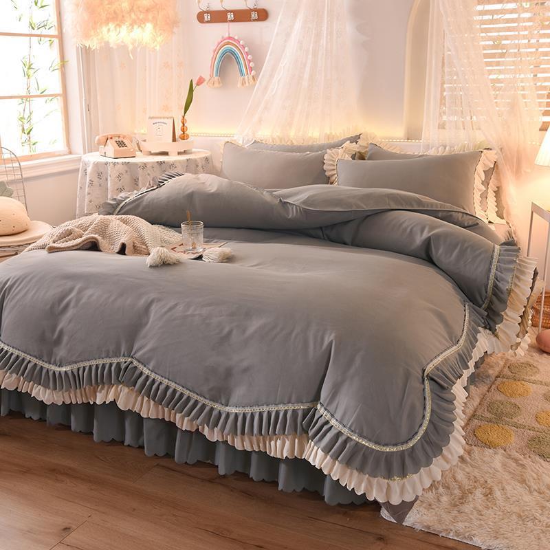 Кружевной постельный подзор из четырех частей, европейская атмосфера, простое одеяло, покрывало, простыня, постельное белье