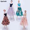 Toys For Children Fashion Doll Clothes For Barbie Doll Outfits Vest & Countryside Floral Midi Skirt 1/6 Doll Accessories
