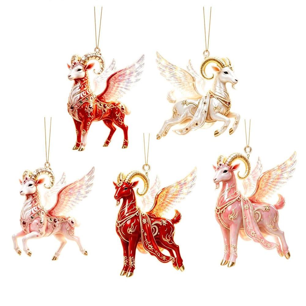 Acrylic Goat Pendant Shining Animal Hanging Decoration Zodiac Goat Souvenir Holiday Party Decor