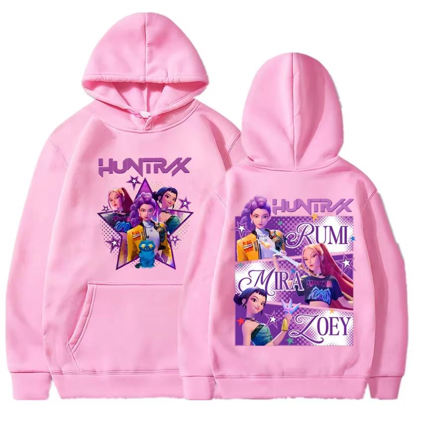 KPop Demon Hunters Huntrix Худи Мужские Женские Повседневные Пуловеры Мира Руми Зои Свитшот с Принтом С Капюшоном Унисекс Мода Уличная Одежда